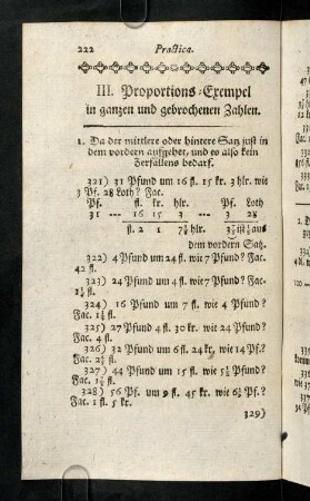 222-244, III. Proportions-Exempel, in 14 Lehren.