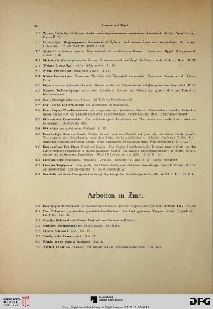 Arbeiten in Zinn (Nr. 534-552)