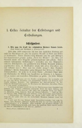 I. Erstes Zeitalter der Erfindungen und Entdeckungen