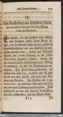 Ein Wasserkopf mit besondern Zufällen