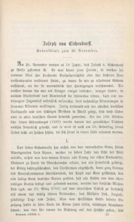 477-500 Joseph von Eichendorff : Gedenkblatt zum 26. November