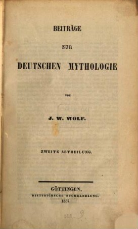 Beiträge zur deutschen Mythologie. II