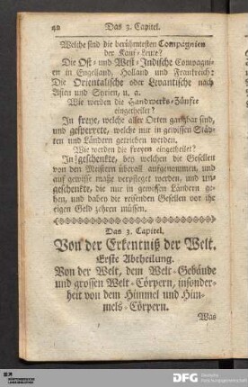 Erste Abtheilung. Von der Welt, dem Welt-Gebäude ..., insonderheit von dem Himmel und Himmels-Cörpern