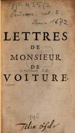 Les Oeuvres De Monsieur De Voiture