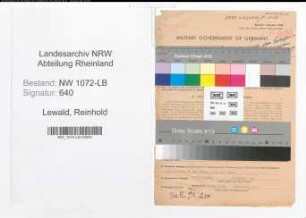 Entnazifizierung Reinhold Lewald , geb. 10.06.1890 (Ingenieur)
