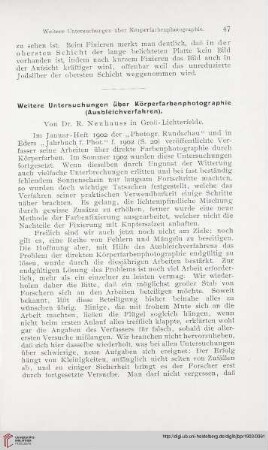 17: Weitere Untersuchungen über Körperfarbenphotographie (Ausbleichverfahren)