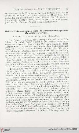 17: Weitere Untersuchungen über Körperfarbenphotographie (Ausbleichverfahren)