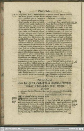Sibendes Capitel. Von des Herrn Bischoffens zu Augspurg Gerechtsamen, [et]c. in Ansehung derer Reichs-Gerichte