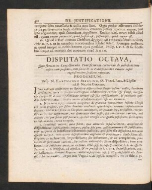 Disputatio Octava, ...