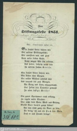 Zum Stiftungsfeste 1851