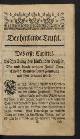 Das erste Capittel. - Das zehnte und letzte Capittel.