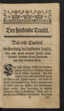 Das erste Capittel. - Das zehnte und letzte Capittel.