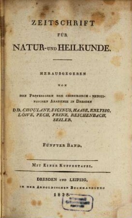 Zeitschrift für Natur- und Heilkunde. 5. 1828