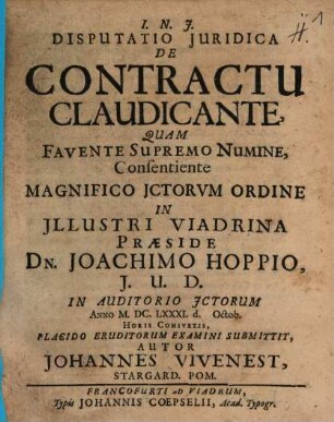 Disp. iur. de contractu claudicante