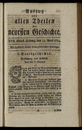 XVII. Stück. Coburg, den 24. April. 1754.