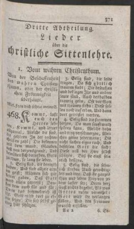 Dritte Abtheilung. Lieder über die christliche Sittenlehre