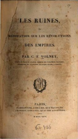 Les ruines ou méditation sur les révolutions des empires