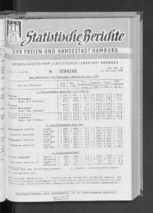 Der Seeverkehr des Hamburger Hafens im Juni 1970 : Lfd. Nr. 34