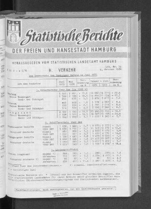 Der Seeverkehr des Hamburger Hafens im Juni 1970 : Lfd. Nr. 34
