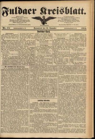 Erste Ausgabe vom Samstag, den 26. November 1904.