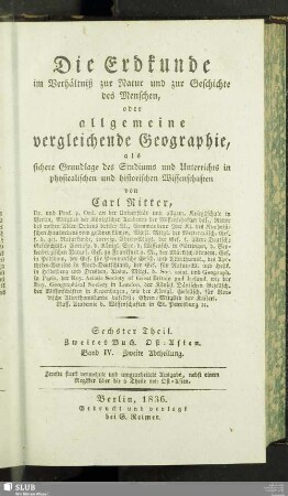 6,2: Die Erdkunde von Asien : Band IV., Zweite Abtheilung. Die Indische Welt