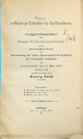 Ueber o-Nitro-p-Toluidin-m-Sulfonsäure : Inaug.-Diss.