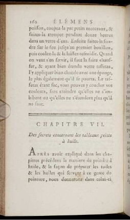Chapitre VII. Des secrets concernant les tableaux peints à huile