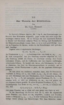 XII. Zur Theorie der Elimination.