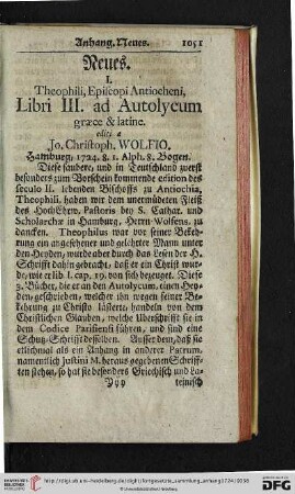 [I. Theophili, Eposcopi Antiocheni, Libri III. Ad Autolycum graece & latine – X. Eyn kurtzer und fast nutzbarlicher bescheidener Sermon […]