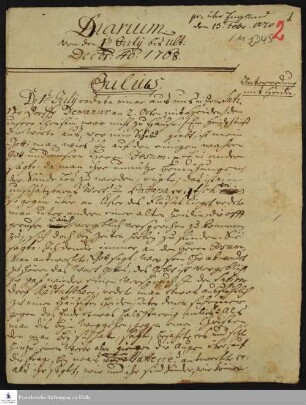 Tagebuch von Johann Balthasar Kohlhoff, Daniel Zeglin, Oluf Maderup, Jacob Klein, Johann Friedrich König und Friedrich Wilhelm Leidemann.
