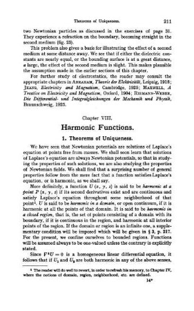 Chapter VIII. Harmonic Functions.