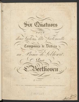 2. Livraison: Six Quatuors Pour deux Violons, Alto & Violoncelle