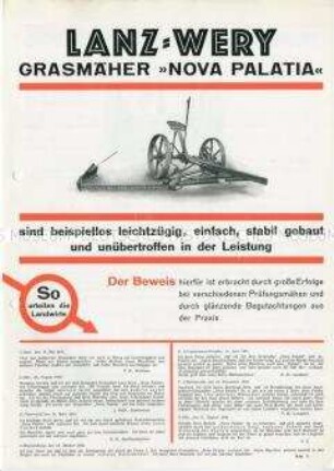 Lanz-Wery Grasmäher "Nova Palatia"