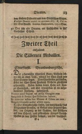 Zweiter Theil enhaltend Die Silbernen Medaillen