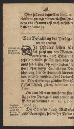 Von Besuchung der Predigten ins gemein.