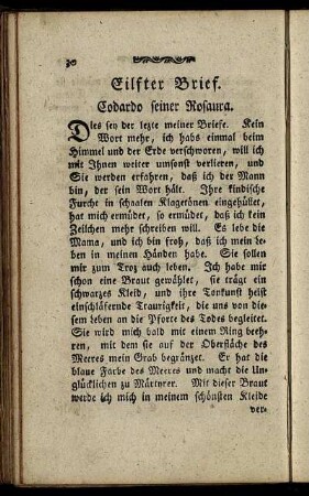 Eilfter Brief. Cordardo seiner Rosaura. - Zwölfter Brief. Rosaura ihrem Codardo.