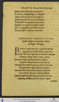 Iohannis Francisci Ripensis Elegia in natalem Iohannis Georgij Vibergij