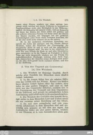 [I. Von der Tugend als Gesinnung.]