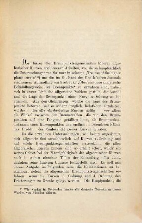 Untersuchung der Brennpunkteigenschaften höherer algebraischer Kurven : Insbesondere der. d. dritten u. Vierten Ordnung