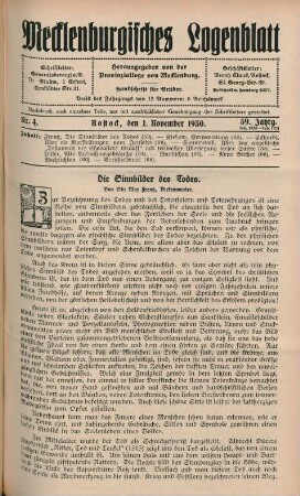 Nr. 4. Rostock, den 1. November 1930. 59. Jahrg.