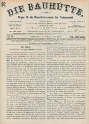 No 28. Frankfurt a. M., den 13. Juli 1918. 61. Jahrgang.