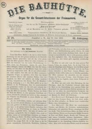 No 28. Frankfurt a. M., den 13. Juli 1918. 61. Jahrgang.