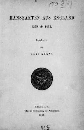 Hanseakten aus England : 1275 - 1412