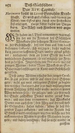 Das XIV. Capitul/ Florimarte komt in Licons Gemahlin Kundschafft. ...