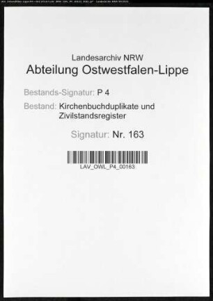 Zivilstandsregister der Stadt Kamen (H 1813). (Gemeinde: Kamen, Kreis Unna)