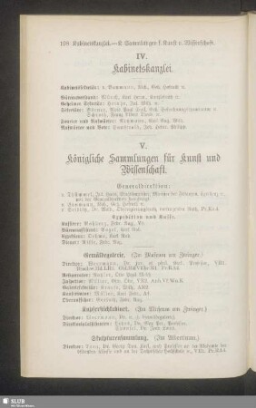 V. Königliche Sammlungen für Kunst und Wissenschaft