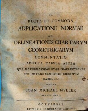 De recta et commoda adplicatione normae ad delineationes chartarum geometricarum commentatio