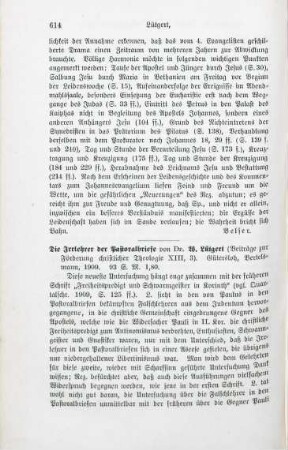 614-616 [Rezension] Lütgert, Wilhelm, Die Irrlehrer der Pastoralbriefe