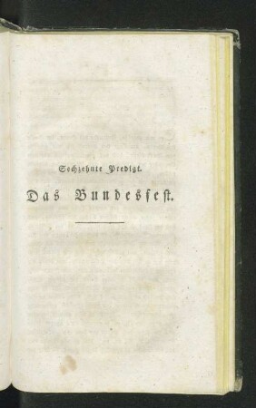 Sechzehnte Predigt. Das Bundesfest.