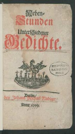 Neben-Stunden Unterschiedener Gedichte